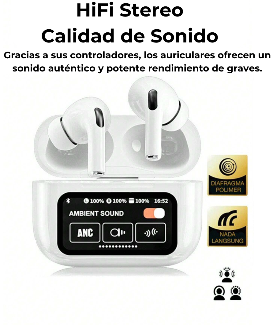 Airpods PRO con pantalla y Cancelación de Ruido