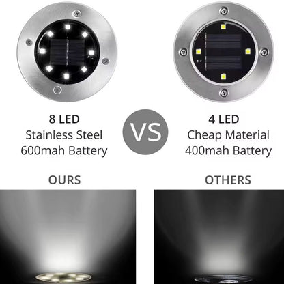 Luces solares para jardín de 8 ledes (2 piezas por $ 1,189.00 MXN )