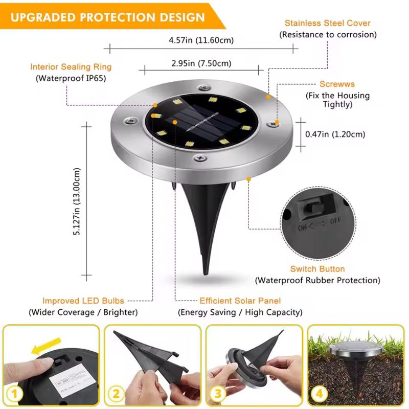 Luces solares para jardín de 8 ledes (2 piezas por $ 1,189.00 MXN )